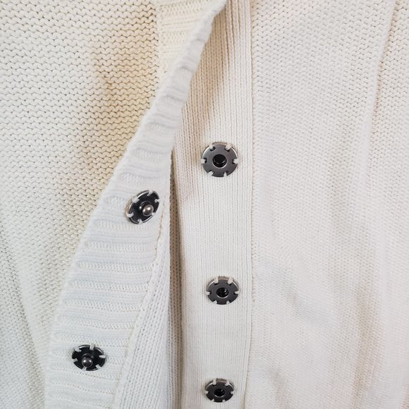 Women’s Calvin Klein Jeans White Tight Knit Button Down Sweater Cardigan Size XL - Picture 6 of 12